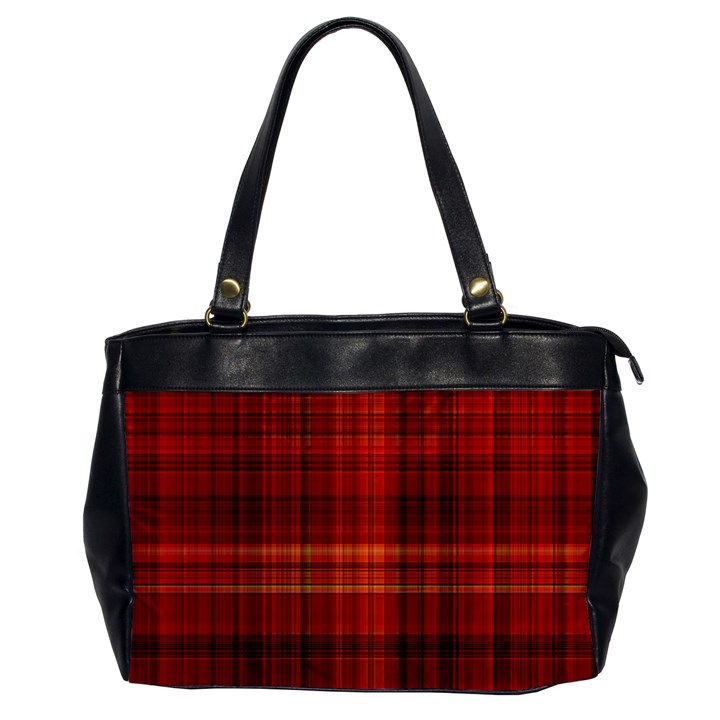 Red Brown Orange Plaid Pattern Oversize Office Handbag