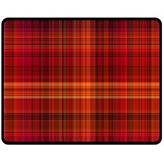 Red Brown Orange Plaid Pattern Fleece Blanket (medium)  by SpinnyChairDesigns