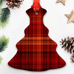 Red Brown Orange Plaid Pattern Christmas Tree Ornament (two Sides) by SpinnyChairDesigns