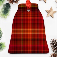 Red Brown Orange Plaid Pattern Bell Ornament (two Sides) by SpinnyChairDesigns