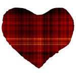 Red Brown Orange Plaid Pattern Large 19  Premium Heart Shape Cushions Front