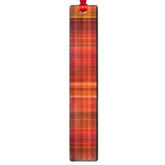 Red Brown Orange Plaid Pattern Large Book Marks by SpinnyChairDesigns