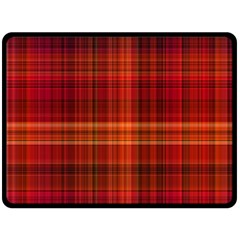 Red Brown Orange Plaid Pattern Double Sided Fleece Blanket (large)  by SpinnyChairDesigns