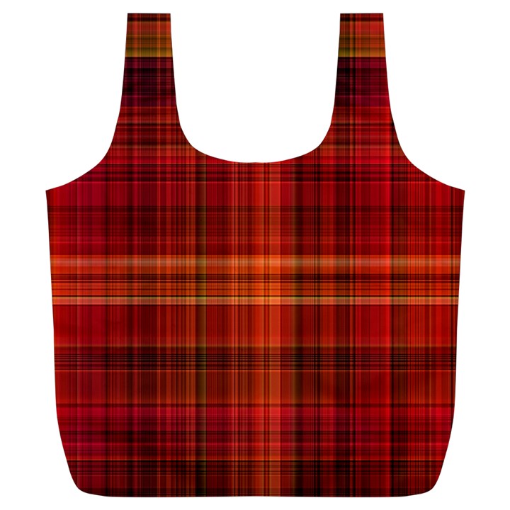 Red Brown Orange Plaid Pattern Full Print Recycle Bag (XL)