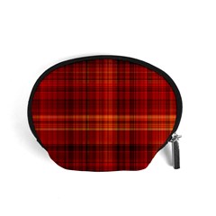 Red Brown Orange Plaid Pattern Accessory Pouch (small) by SpinnyChairDesigns