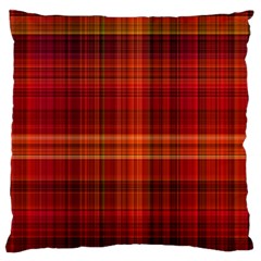 Red Brown Orange Plaid Pattern Large Flano Cushion Case (two Sides) by SpinnyChairDesigns