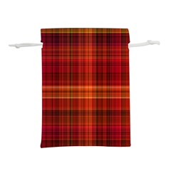 Red Brown Orange Plaid Pattern Lightweight Drawstring Pouch (l) by SpinnyChairDesigns