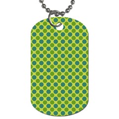 Green Polka Dots Spots Pattern Dog Tag (one Side) by SpinnyChairDesigns