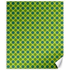 Green Polka Dots Spots Pattern Canvas 8  X 10  by SpinnyChairDesigns