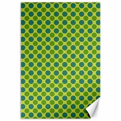 Green Polka Dots Spots Pattern Canvas 12  X 18  by SpinnyChairDesigns