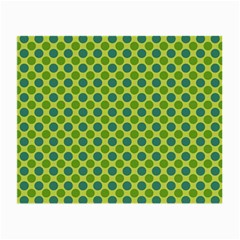 Green Polka Dots Spots Pattern Small Glasses Cloth (2 Sides) by SpinnyChairDesigns