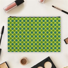 Green Polka Dots Spots Pattern Cosmetic Bag (large) by SpinnyChairDesigns