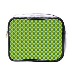 Green Polka Dots Spots Pattern Mini Toiletries Bag (one Side) by SpinnyChairDesigns