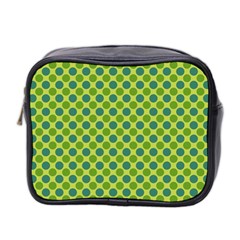 Green Polka Dots Spots Pattern Mini Toiletries Bag (two Sides) by SpinnyChairDesigns