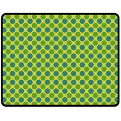 Green Polka Dots Spots Pattern Fleece Blanket (medium)  by SpinnyChairDesigns