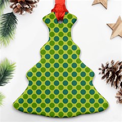 Green Polka Dots Spots Pattern Ornament (christmas Tree)  by SpinnyChairDesigns