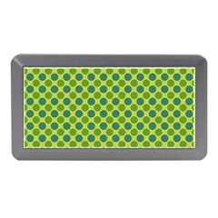 Green Polka Dots Spots Pattern Memory Card Reader (mini) by SpinnyChairDesigns