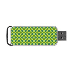 Green Polka Dots Spots Pattern Portable Usb Flash (two Sides) by SpinnyChairDesigns