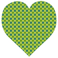 Green Polka Dots Spots Pattern Wooden Puzzle Heart