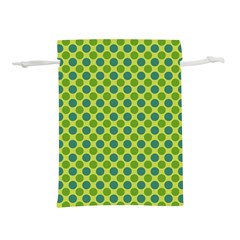 Green Polka Dots Spots Pattern Lightweight Drawstring Pouch (m) by SpinnyChairDesigns