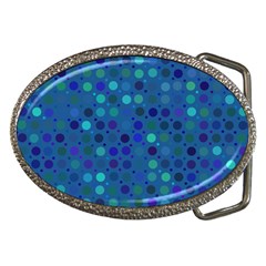 Blue Polka Dots Pattern Belt Buckles by SpinnyChairDesigns