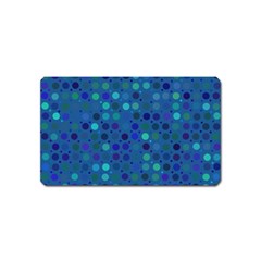 Blue Polka Dots Pattern Magnet (name Card) by SpinnyChairDesigns