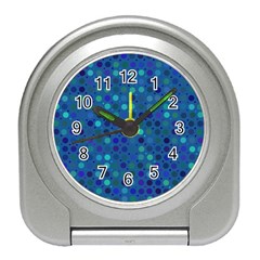 Blue Polka Dots Pattern Travel Alarm Clock by SpinnyChairDesigns