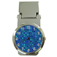 Blue Polka Dots Pattern Money Clip Watches by SpinnyChairDesigns