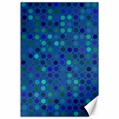 Blue Polka Dots Pattern Canvas 12  X 18  by SpinnyChairDesigns