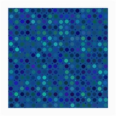 Blue Polka Dots Pattern Medium Glasses Cloth (2 Sides) by SpinnyChairDesigns