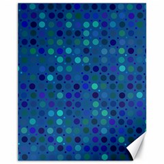 Blue Polka Dots Pattern Canvas 11  X 14  by SpinnyChairDesigns