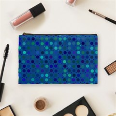 Blue Polka Dots Pattern Cosmetic Bag (medium) by SpinnyChairDesigns