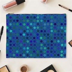 Blue Polka Dots Pattern Cosmetic Bag (xl) by SpinnyChairDesigns