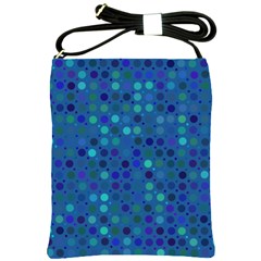 Blue Polka Dots Pattern Shoulder Sling Bag by SpinnyChairDesigns