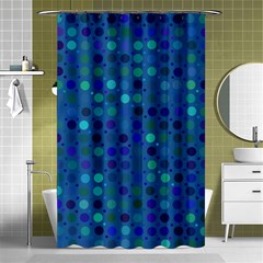 Blue Polka Dots Pattern Shower Curtain 48  X 72  (small)  by SpinnyChairDesigns