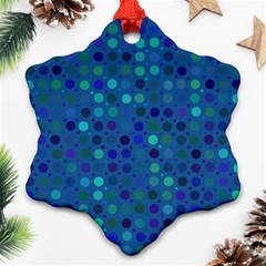 Blue Polka Dots Pattern Ornament (snowflake) by SpinnyChairDesigns