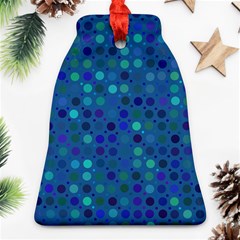 Blue Polka Dots Pattern Bell Ornament (two Sides) by SpinnyChairDesigns