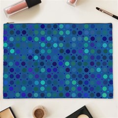 Blue Polka Dots Pattern Cosmetic Bag (xxl) by SpinnyChairDesigns