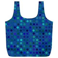 Blue Polka Dots Pattern Full Print Recycle Bag (xl) by SpinnyChairDesigns