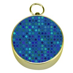 Blue Polka Dots Pattern Gold Compasses by SpinnyChairDesigns