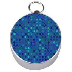 Blue Polka Dots Pattern Silver Compasses by SpinnyChairDesigns