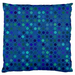 Blue Polka Dots Pattern Large Flano Cushion Case (one Side) by SpinnyChairDesigns