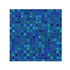 Blue Polka Dots Pattern Small Satin Scarf (square) by SpinnyChairDesigns