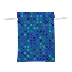 Blue Polka Dots Pattern Lightweight Drawstring Pouch (l) by SpinnyChairDesigns