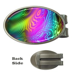 Psychedelic Swirl Trippy Abstract Art Money Clips (oval)  by SpinnyChairDesigns