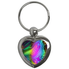 Psychedelic Swirl Trippy Abstract Art Key Chain (heart) by SpinnyChairDesigns