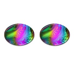 Psychedelic Swirl Trippy Abstract Art Cufflinks (oval) by SpinnyChairDesigns