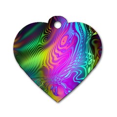 Psychedelic Swirl Trippy Abstract Art Dog Tag Heart (two Sides) by SpinnyChairDesigns