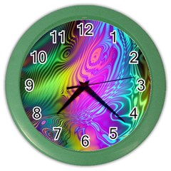 Psychedelic Swirl Trippy Abstract Art Color Wall Clock by SpinnyChairDesigns