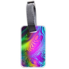 Psychedelic Swirl Trippy Abstract Art Luggage Tag (two Sides) by SpinnyChairDesigns